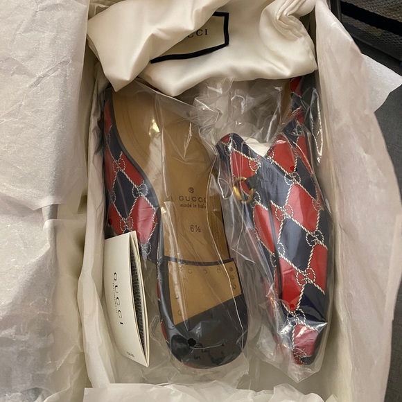 Gucci king princetown rhombus mules horsebit GG NEW 7.5 - Picture 6 of 10